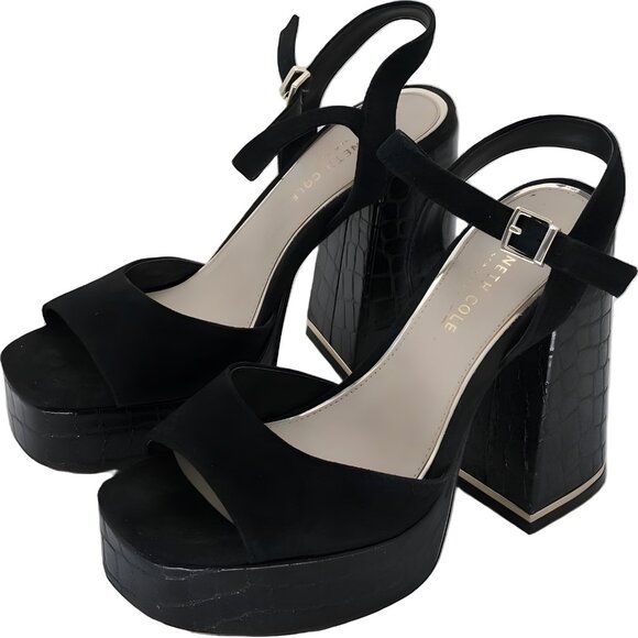 Kenneth Cole New York Black Dolly Platform Heels Women 7.5 M - Picture 2 of 6